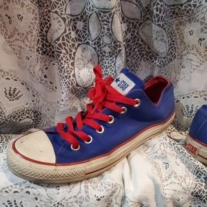 Blue Converse with Red Laces Low Tops
